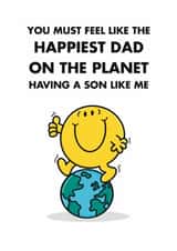 Cute Father's Day Card - Mr. Happy - From Son - Mr. Men created by Mr. Men