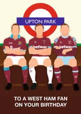 West Ham Birthday Card - Upton Park - Players created by Paul Jones