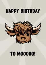 Cute Birthday Card - Highland Cow - Mooooo! created by ZB CREATIVE