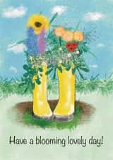 Watercolour Floral wellies card created by Illustrations by Sammy