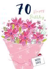 Classic 70th Birthday Card - For Her - Flowers created by Katie Phythian Design