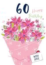 Classic 60th Birthday Card - For Her - Flowers created by Katie Phythian Design