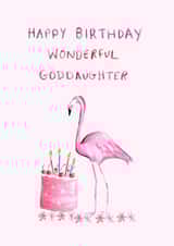 Classic Birthday Card - For Goddaughter - Flamingo created by HCD Illustration