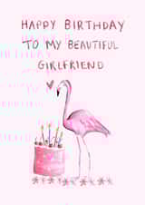 Classic Birthday Card - For Girlfriend - Flamingo created by HCD Illustration