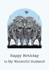 Cute Birthday Card - For Husband - Highland Cows created by Beth Higgins Art
