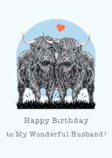 Cute Birthday Card - For Husband - Highland Cows created by Beth Higgins Art