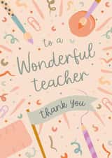 Classic Thank You Card - Wonderful Teacher created by The Pattern Press