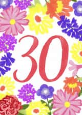 Classic Birthday Card - 30th - Pretty Florals created by Juniper and Rose Studio
