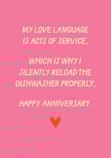 Funny Anniversary Card - Love Language - Acts Of Service created by Sweetlove Press