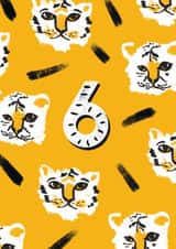 Cute 6th Birthday Card - Tiger - Unisex created by Rebecca Prinn