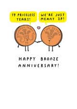 Cute 19th Anniversary Card - 2p Coins - Pun created by mungo and shoddy