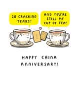 Cute 20th Anniversary Card - Happy China Anniversary - Cup Of Tea created by mungo and shoddy