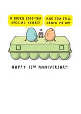 Cute 12th Anniversary Card - Eggs - Pun created by mungo and shoddy