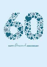 Classic 60th Birthday Card - Diamond Anniversary - Hearts created by mrs L cards