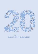 Classic 20th Anniversary Card - China Anniversary - Hearts created by mrs L cards