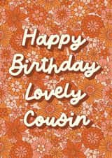 Retro Birthday Card - Lovely Cousin - Flowers created by Choo Choo 