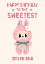 Cute Birthday Card - Sweetest Girlfriend - Labubu Doll created by Hello Fridays Studio