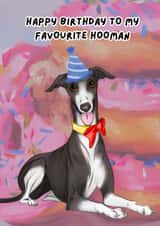 Cute Birthday Card from the Dog - Greyhound Lurcher Doughnut Whippet Doggy Puppy created by Snoot You Sir