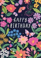 Pretty Birthday Card - For Her - Butterflies & Flowers created by Nina Raby - Jones