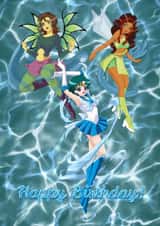 Water sign magical girl birthday card created by Magicalbrat