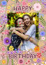 Personalised Birthday Photo Card created by Pear Tree Press - Pretty Birthday Card - Pink Floral Frame