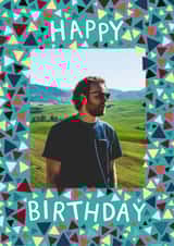 Personalised Birthday Photo Card created by Pear Tree Press - Classic Birthday Card - Geometric Pattern Frame