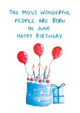 Classic Birthday Card - June - Cake created by HCD Illustration