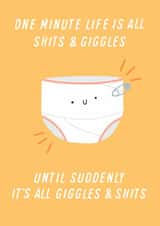 Funny New Baby Card - Shits And Giggles - Nappy created by Pilea Press