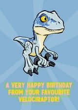 Blue From Jurassic World Kids Birthday Card - Dinosaur Birthday Card created by ZB CREATIVE