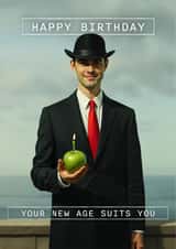 Funny Birthday Card - Suits You - René Magritte created by Shower Thoughts