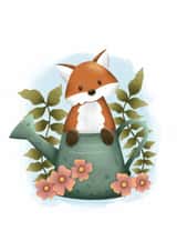 Cute Birthday Card - Fox - Watering Can created by Ellis Woolley