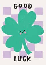 Cute Good Luck/Exams Card - Four Leaf Clover - Charm created by by Rosie Banton