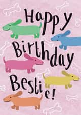 Cute Birthday Card - For Bestie - Dachshunds created by Philippa Kemp