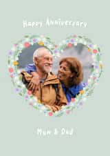Personalised Anniversary Photo Card created by Fliss Muir - Classic Anniversary Card - For Mum & Dad - Flower Heart