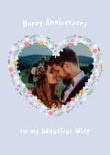Personalised Anniversary Photo Card created by Fliss Muir - Classic Anniversary Card - For Wife - Flower Heart