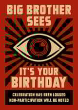 Funny Big Brother Birthday Card for Sci-Fi, Dystopia Book Lovers created by David Speed Design