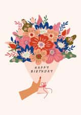 Pretty Birthday Card - For Her - Bouquet Of Flowers created by Sad Girl Illustration