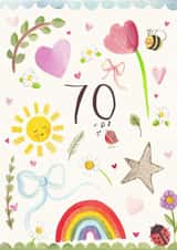 Pretty Birthday Card - 70th - Nature created by Love Lucy Illustration