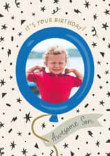 Personalised Birthday Photo Card created by The Pattern Press - Classic Birthday Card - Awesome Son - Balloon