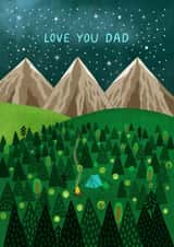 Classic Father's Day/Birthday Card - Love You Dad - Night Camping created by Pear Tree Press