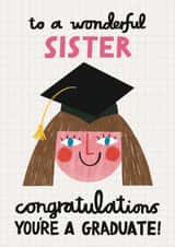Cute Graduation Card - Wonderful Sister - Congratulations created by Alice Mole Illustration