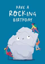 Cute Birthday Card - Rock Climbing - Bouldering created by Painted Parasol Studio