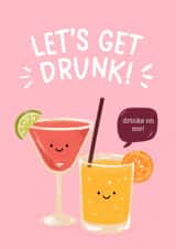 Funny Birthday Card - Cocktails - Let's Get Drunk created by AcuteDesign