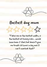 Cute Birthday/Mother's Day Card - Bestest Dog Mum - 4 Stars created by Cheeky Card Co