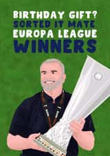 Tottenham Hotspur Birthday Card - Ange Postecoglou - Europa League Winners created by Pink Peach Cards