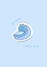Cute New Baby Boy Card - Bassinet - Salaam Little One created by The Mosque Sketcher