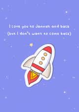 Cute I Love You Card - Space Rocket - I love you to Jannah and back created by The Mosque Sketcher