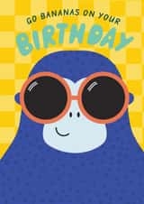 Funny Boys Birthday Card - Gorilla - Go Bananas created by Ellie Hyde