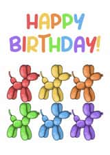 Colourful Balloon Dog Birthday Card for friends and family - Happy Birthday! created by Amy Farmer - Digital Artist