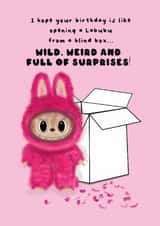 Labubu's Pink Party Wishes- Cute Birthday Card for Someone Special! created by The Gift of the Gab
